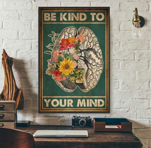 Be kind to your mind cerebrum flower anatomy poster