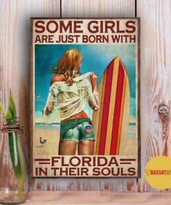 Beach surfing some girls born with Florida in their soul wall art 1