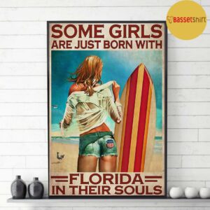 Beach surfing some girls born with Florida in their soul wall art 3