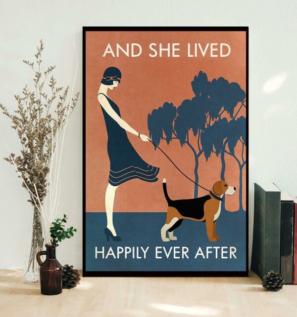 Beagle and she lived happily ever after poster canvas