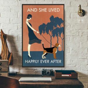 Beagle and she lived happily ever after poster canvas 3