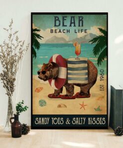 Bear Cocktail beach life sandy toes and salty kisses poster 1