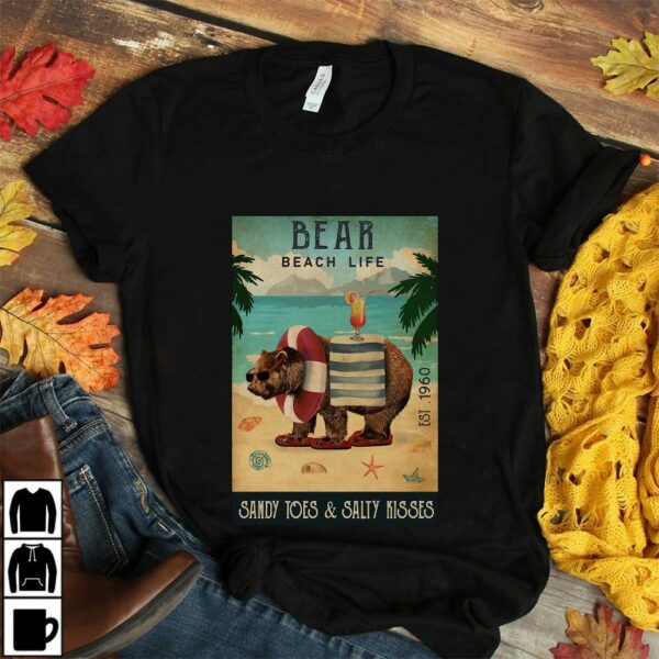 Bear Cocktail beach life sandy toes and salty kisses poster