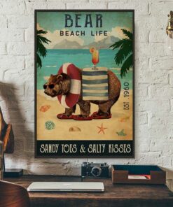 Bear Cocktail beach life sandy toes and salty kisses poster 3