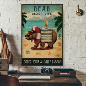 Bear Cocktail beach life sandy toes and salty kisses poster 3