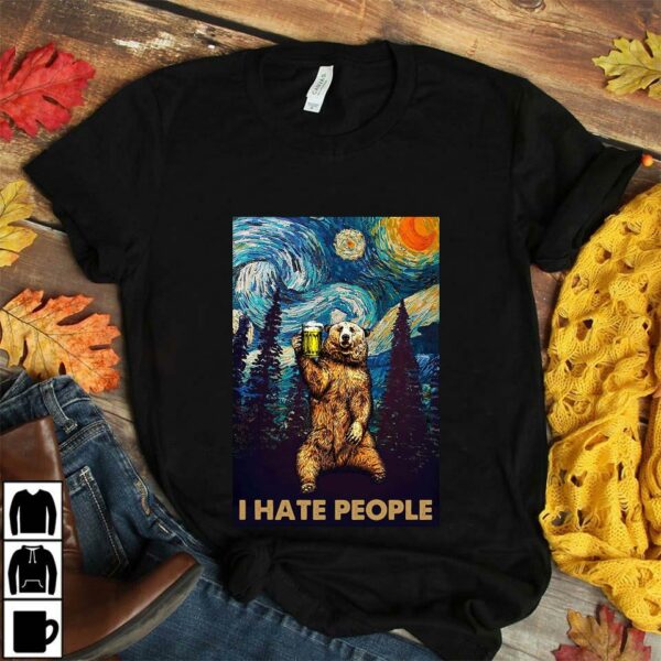 Bear I hate people Starry Night poster