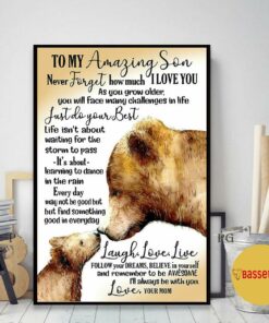 Bear mom to my amazing son I alway be with you love poster canvas 1