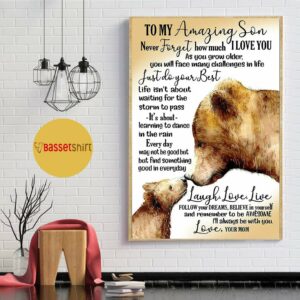 Bear mom to my amazing son I alway be with you love poster canvas 4