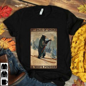 Bear skiing my drug of choice white powder poster