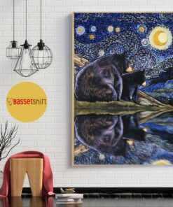 Bears and moon Starry Night poster 1