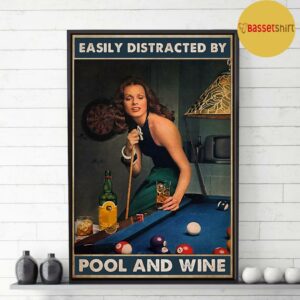 Beautiful lady easily distracted by pool and beer poster 3