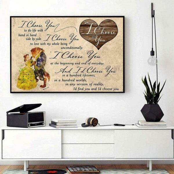 Beauty the Beast I choose you to do life with hand in hand canvas