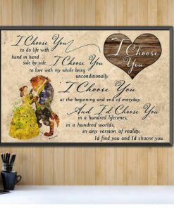 Beauty the Beast I choose you to do life with hand in hand canvas 2