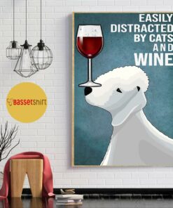 Bedlington Terrier easily to distracted by dogs and wine poster 1