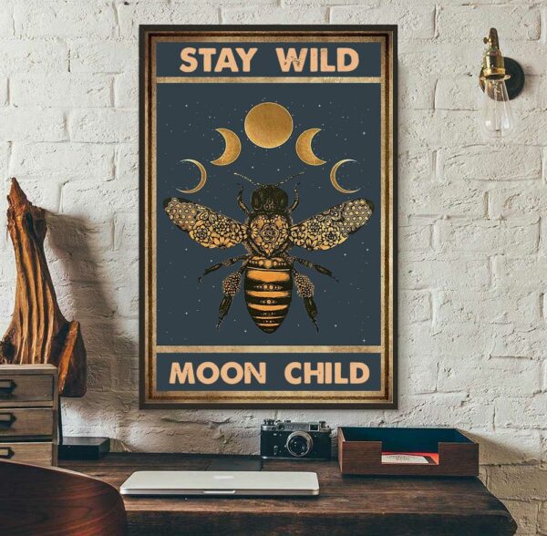 Bee moon phase stay wild moon child canvas