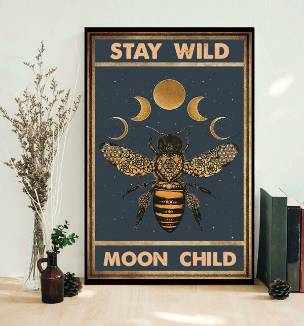 Bee moon phase stay wild moon child canvas