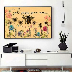 Bee poster God says you are horizontal canvas