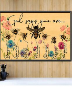 Bee poster God says you are horizontal canvas 1 Bee poster God says you are horizontal canvas 2