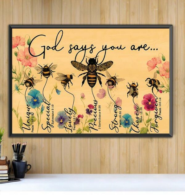 Bee poster God says you are horizontal canvas