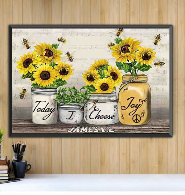 Bee sunflower today I choose joy wrapped canvas