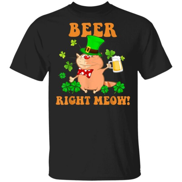 Beer Right Meow Cute Cat Drinking St. Patricks Day T-Shirt, Long Sleeve, Tank Top