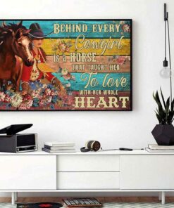 Behind cowgirl is horse taught her to love with whole heart landscape canvas 1