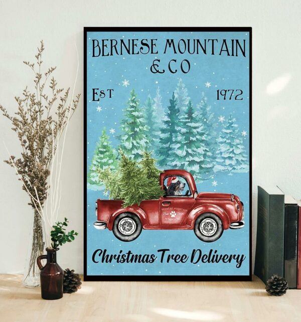 Bernese Mountain christmas tree delivery poster