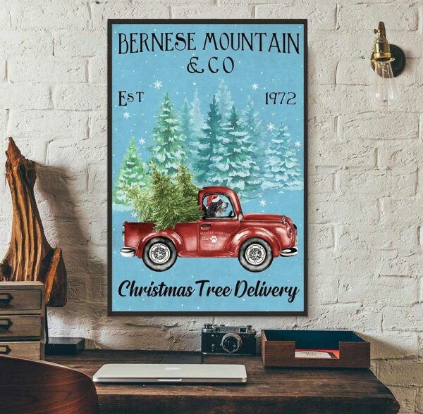 Bernese Mountain christmas tree delivery poster