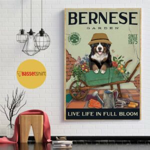 Bernese Mountain garden live life in full bloom poster canvas