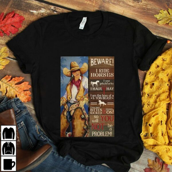 Beware I ride horses cowgirl country girl poster