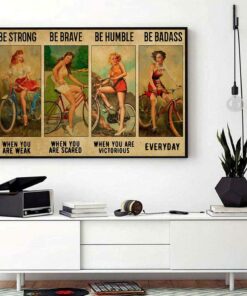 Bicycle Girl be strong be brave be humble be badass landscape canvas 1