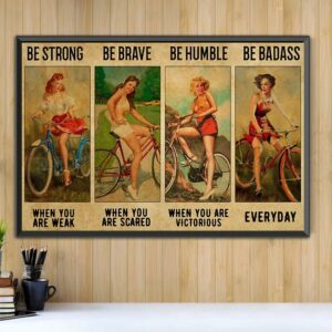 Bicycle Girl be strong be brave be humble be badass landscape canvas