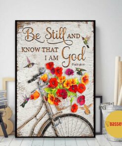 Bicycle flower be still and know that I am God poster canvas 2