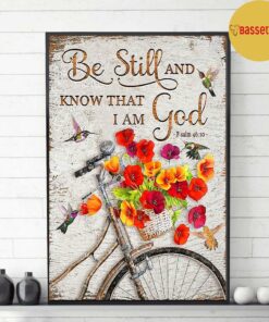 Bicycle flower be still and know that I am God poster canvas 3