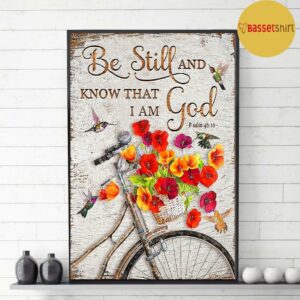 Bicycle flower be still and know that I am God poster canvas 3