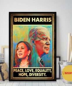 Biden Harris peace love equality hope diversity poster canvas 2