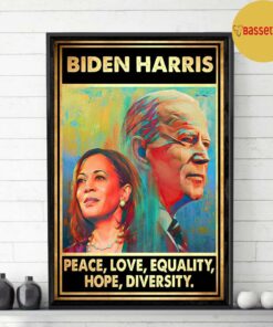 Biden Harris peace love equality hope diversity poster canvas 3