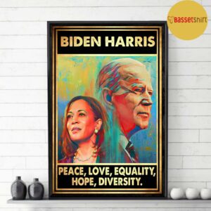 Biden Harris peace love equality hope diversity poster canvas 3