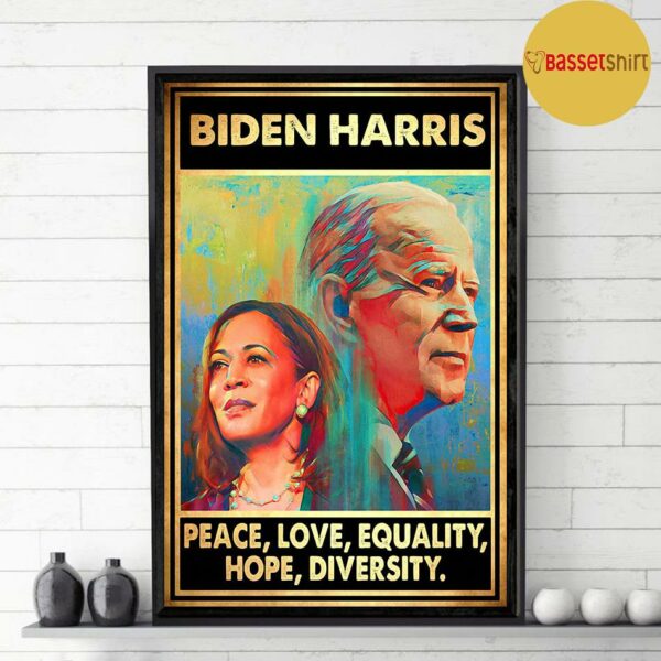 Biden Harris peace love equality hope diversity poster canvas