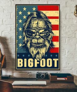 Bigfoot American flag vertical poster canvas 1