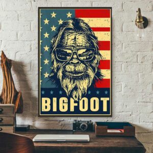 Bigfoot American flag vertical poster canvas 1