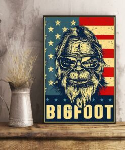Bigfoot American flag vertical poster canvas 2