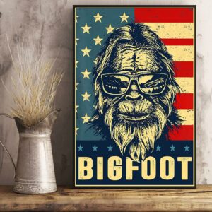 Bigfoot American flag vertical poster canvas