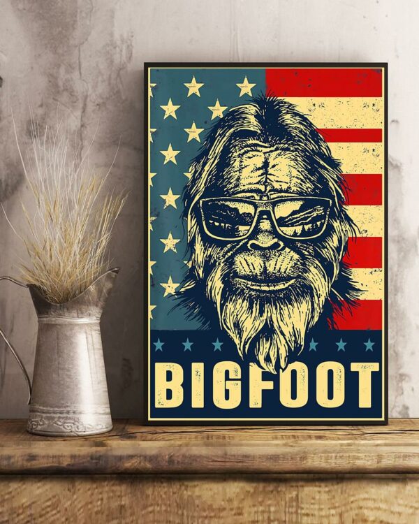 Bigfoot American flag vertical poster canvas