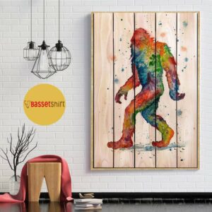 Bigfoot Watercolor Wooden vertical poster