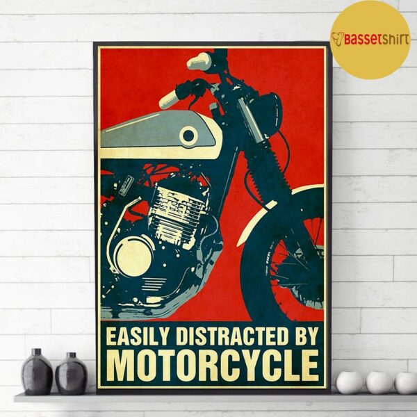 Biker easily distracted motorcycle vintage poster