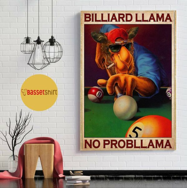 Billiard llama no probllama vertical poster