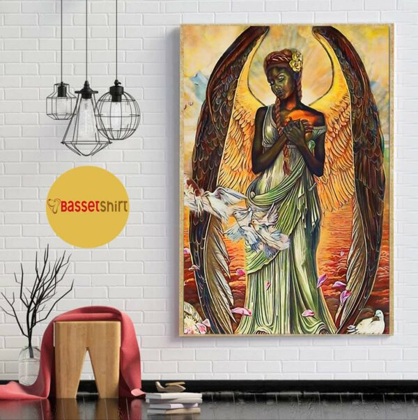 Black Angel of Love African American art black girl magic poster canvas