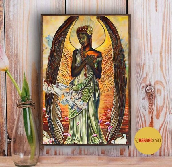 Black Angel of Love African American art black girl magic poster canvas