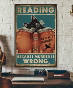 Black Cat Book reading baking because murder is wrong poster 1